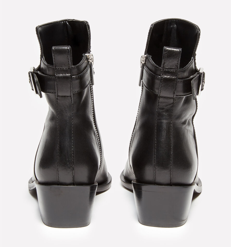 Black western boots in 100% leather - women's boots and ankle boots - Black | Sisley image number 3